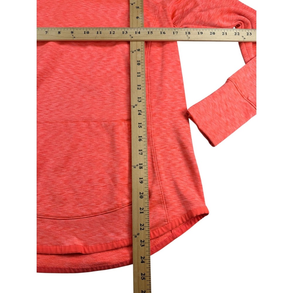 Athleta Hoodie Womens Medium Orange Coral Pullover Thumbholes Kangaroo Pocket - Picture 8 of 8